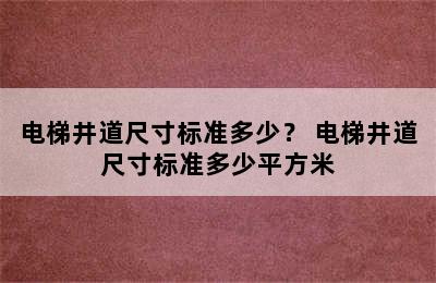 电梯井道尺寸标准多少？ 电梯井道尺寸标准多少平方米